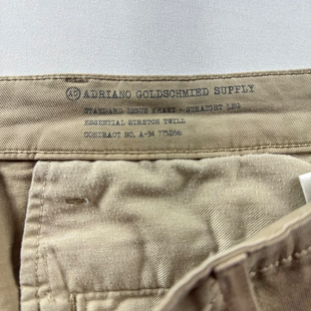 AG Adriano Goldschmied Supply Khaki Straight Leg Essential Stretch Twill Pant 36